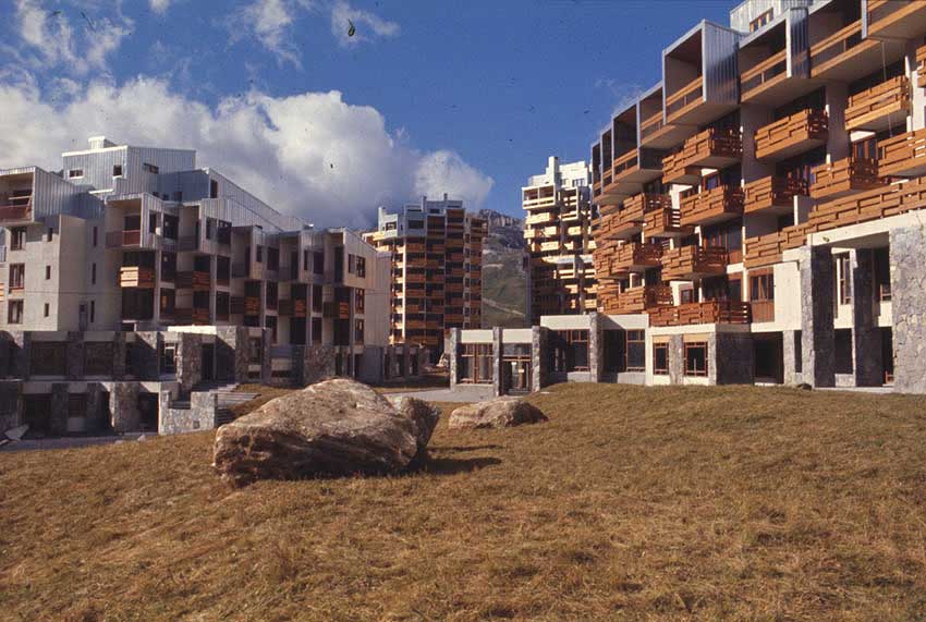 The Sefcotel and other buildings in Tignes Val Claret. Photo from the beginning of the 1970s.